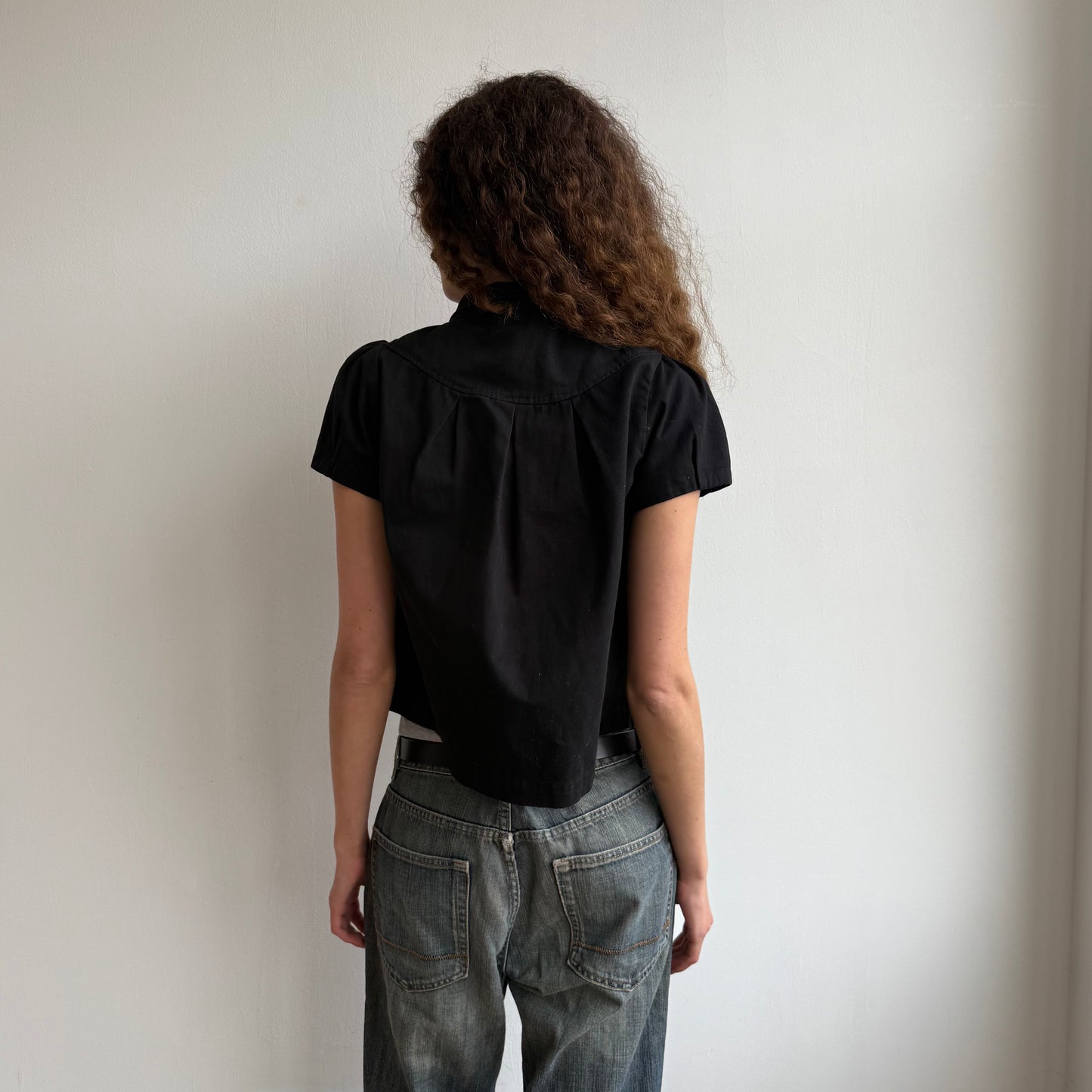 Black short sleeve peacoat - Size S