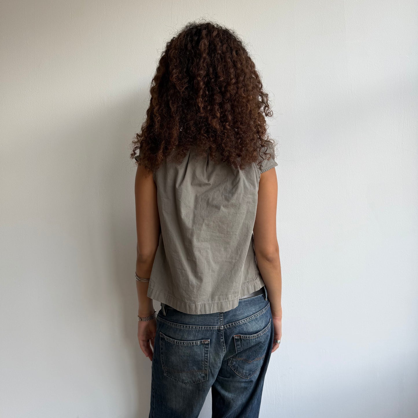 Khaki short sleeve peacoat - Size S