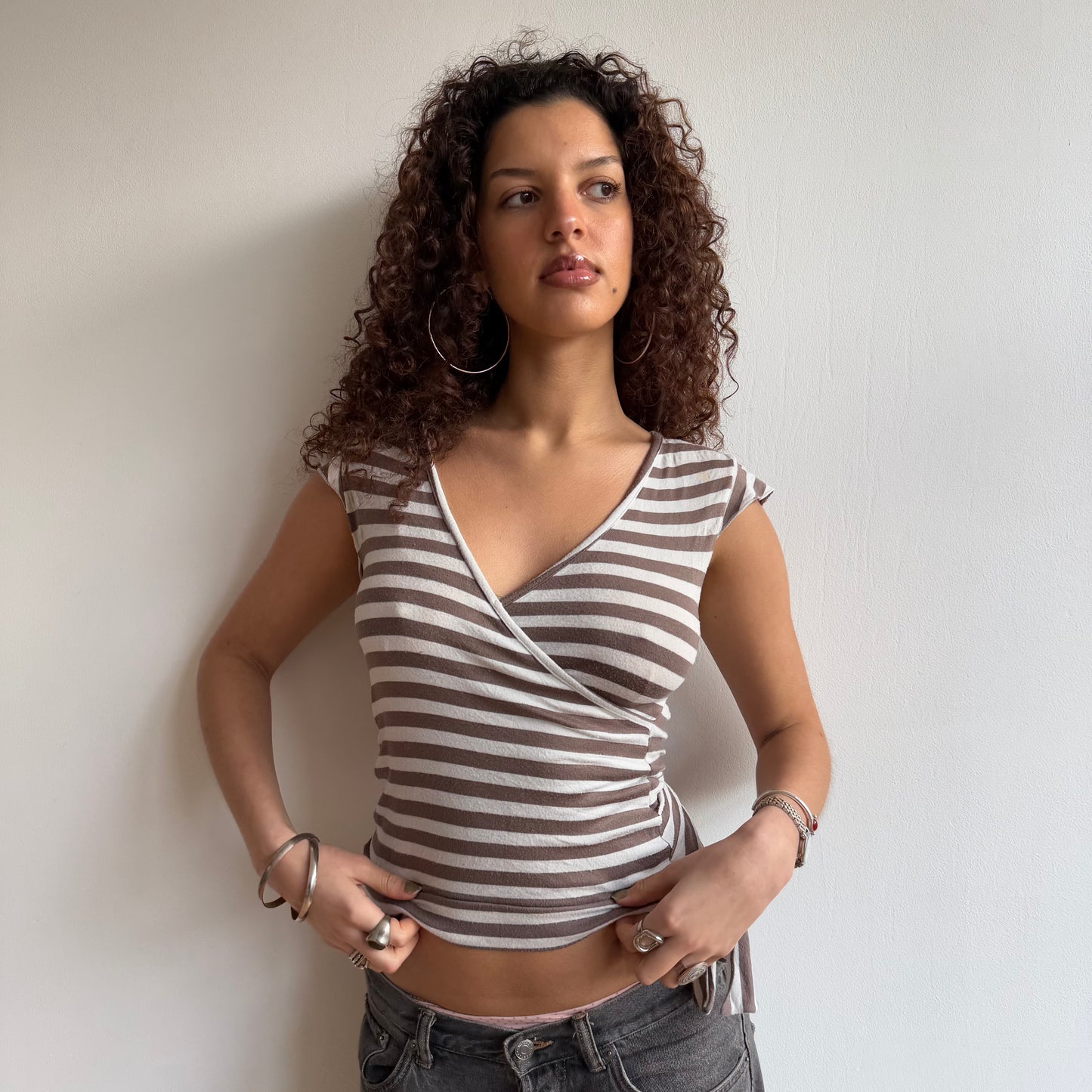 Light brown stripe top - Size S