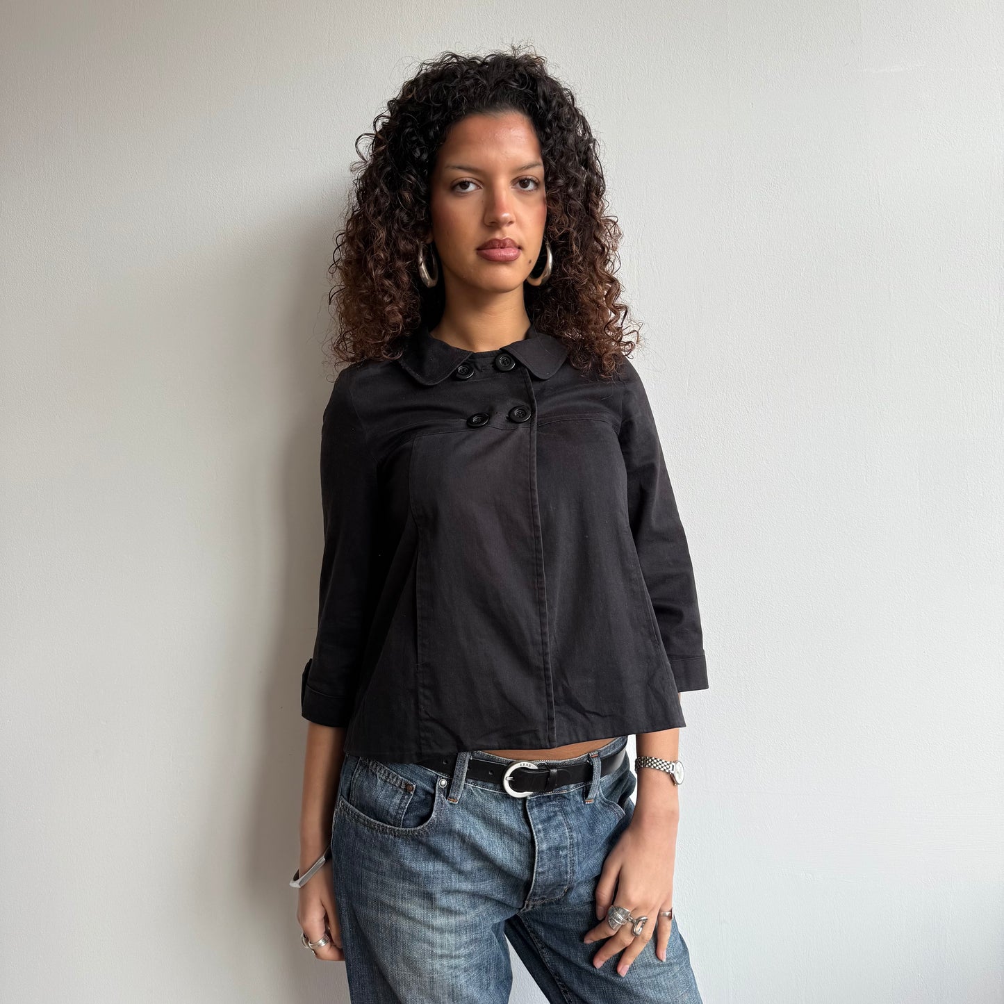 Black 4 button peacoat - Size XS