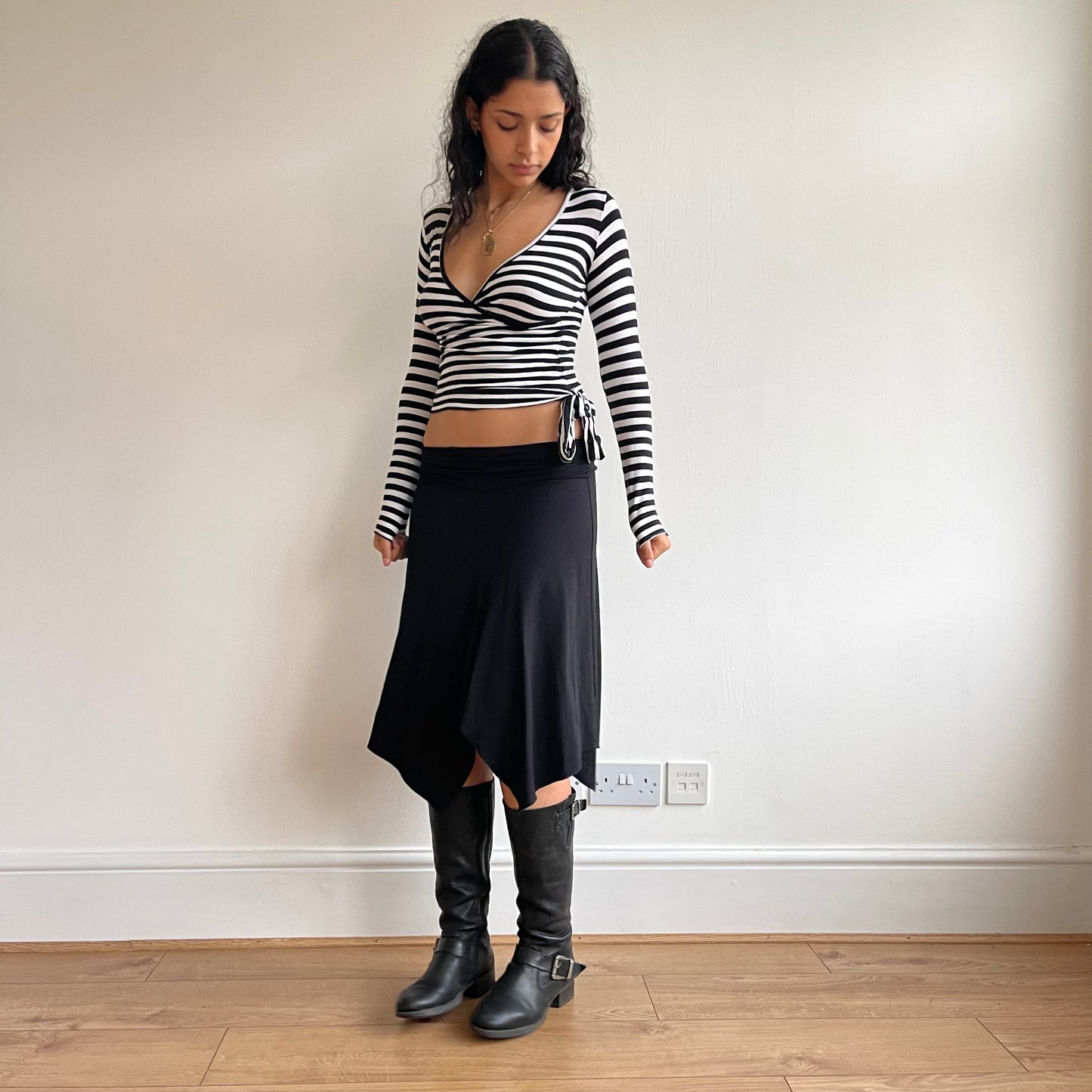 Black and white stripe ballet top - Size S