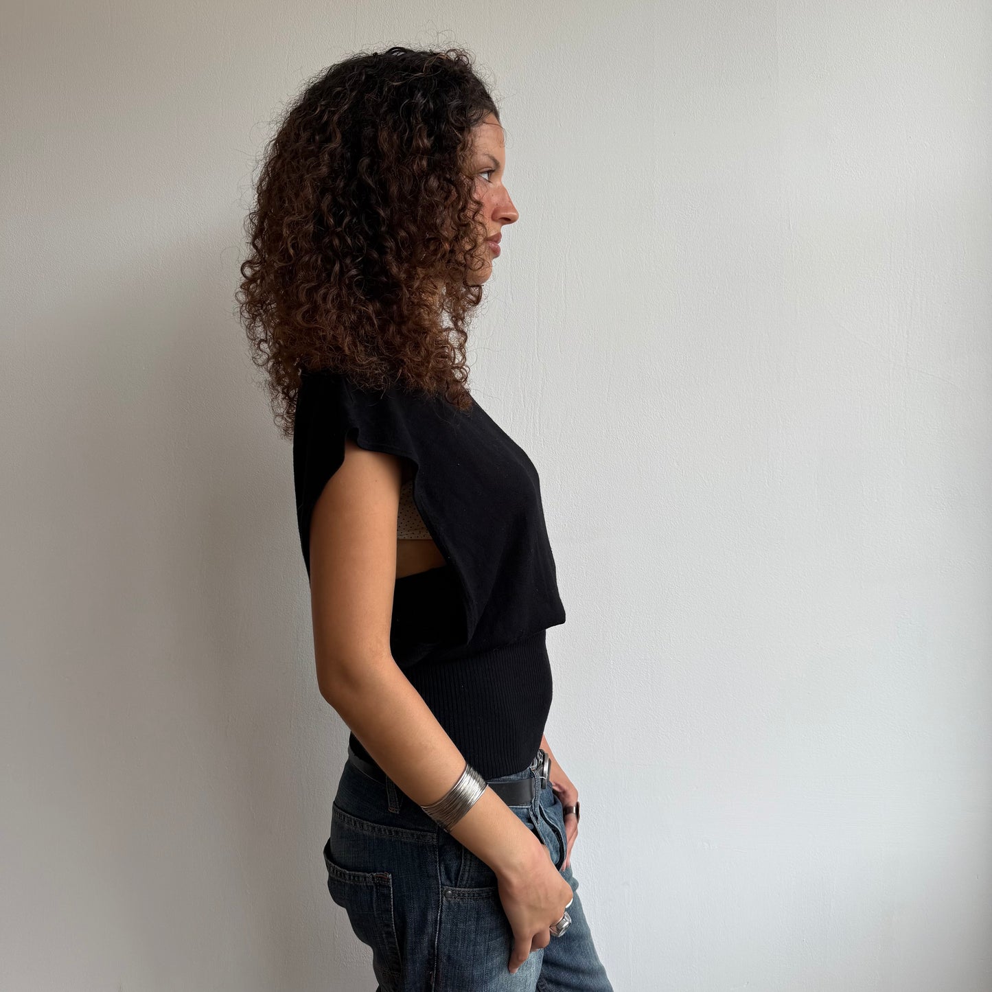 Black open back knit - Size S