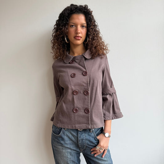 Brown 3/4 sleeve peacoat - Size M