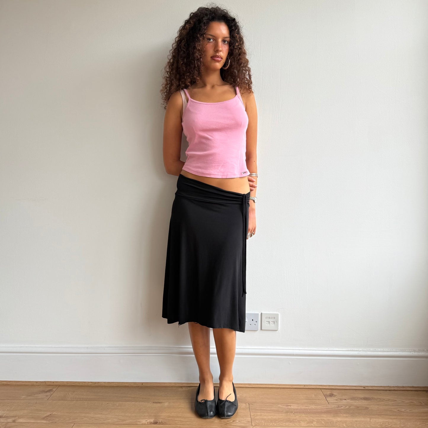 Black slinky ruched skirt - Size S