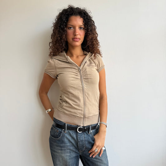Brown short sleeve hoodie - Size S