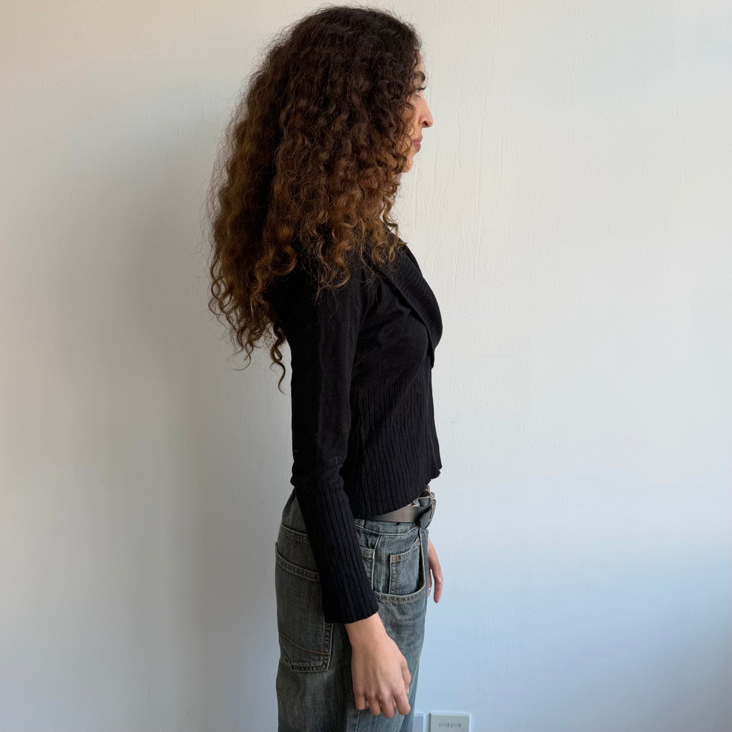 Black wrap button jumper - Size S/M