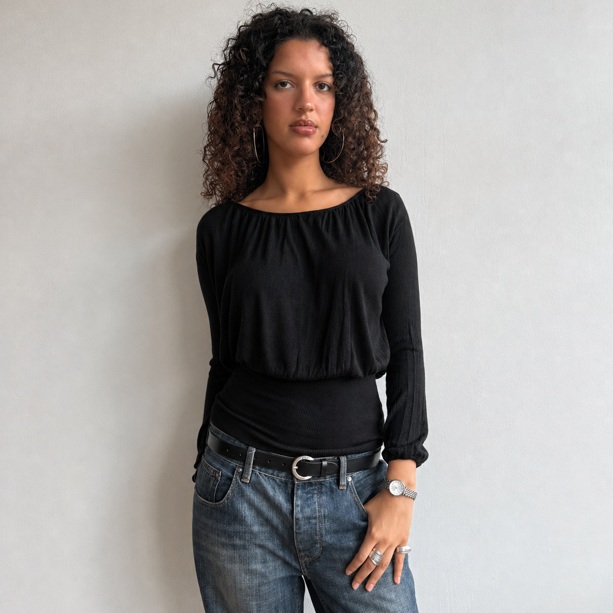 Black slouchy keyhole knit - Size S