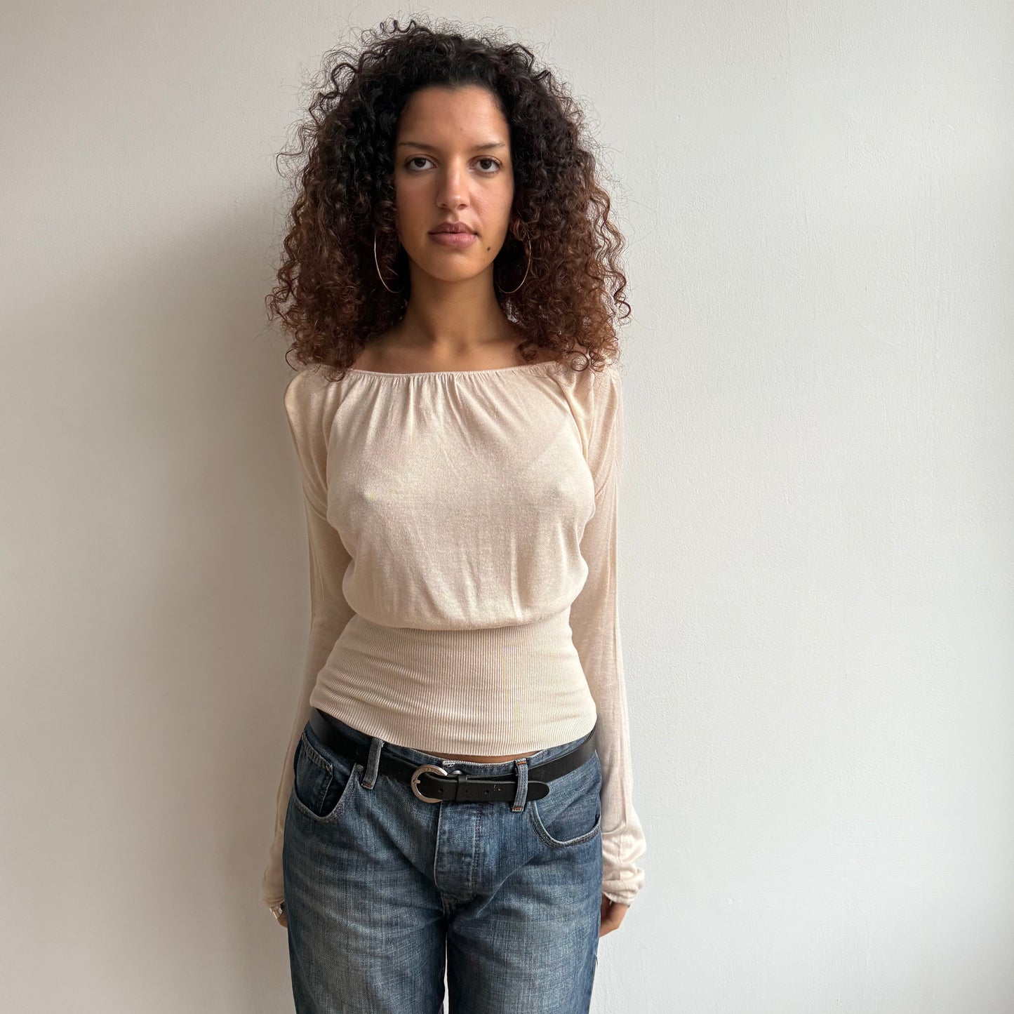 Cream keyhole batwing knit - Size S