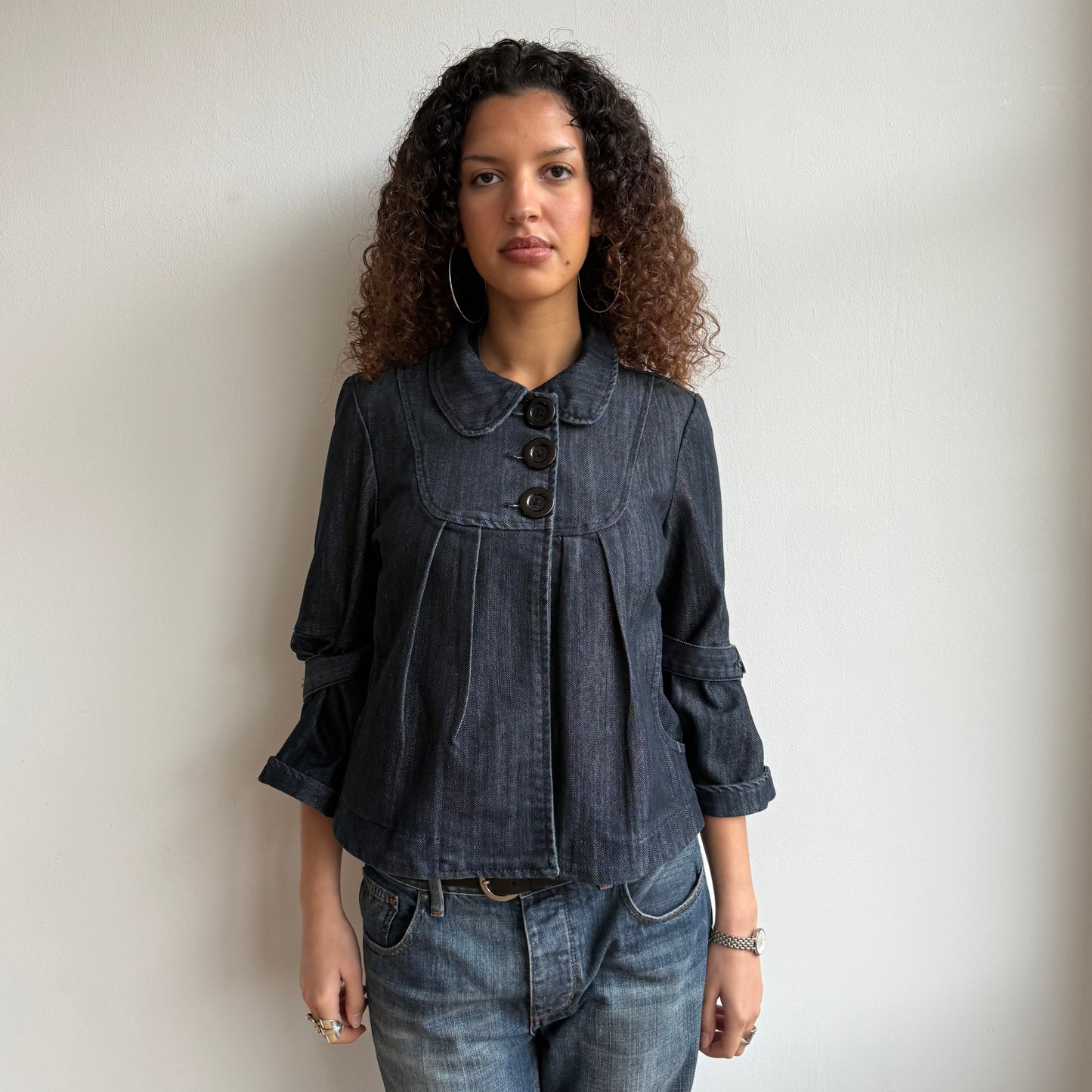 Denim 3/4 sleeve peacoat - Size M