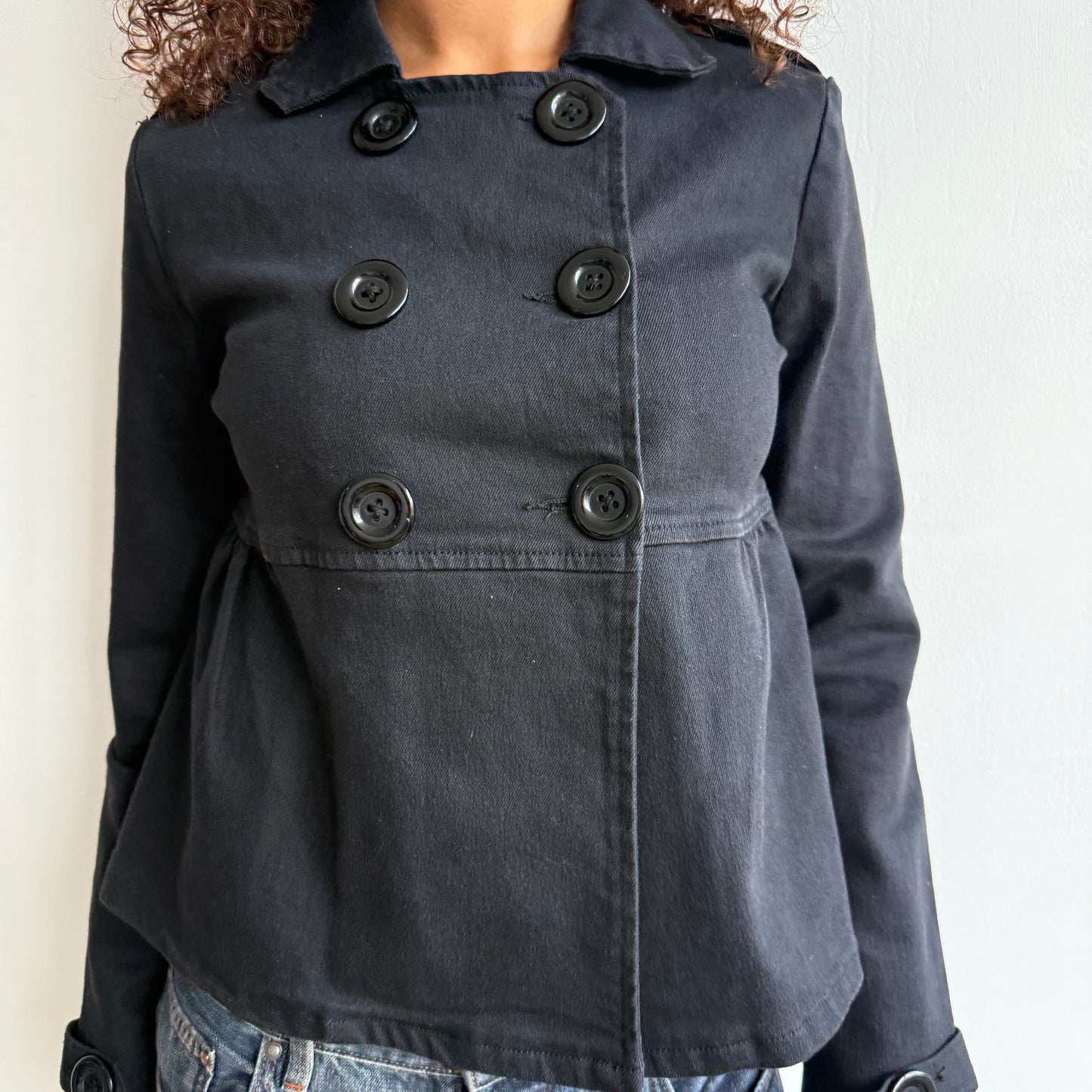 Black denim peacoat - Size M + L