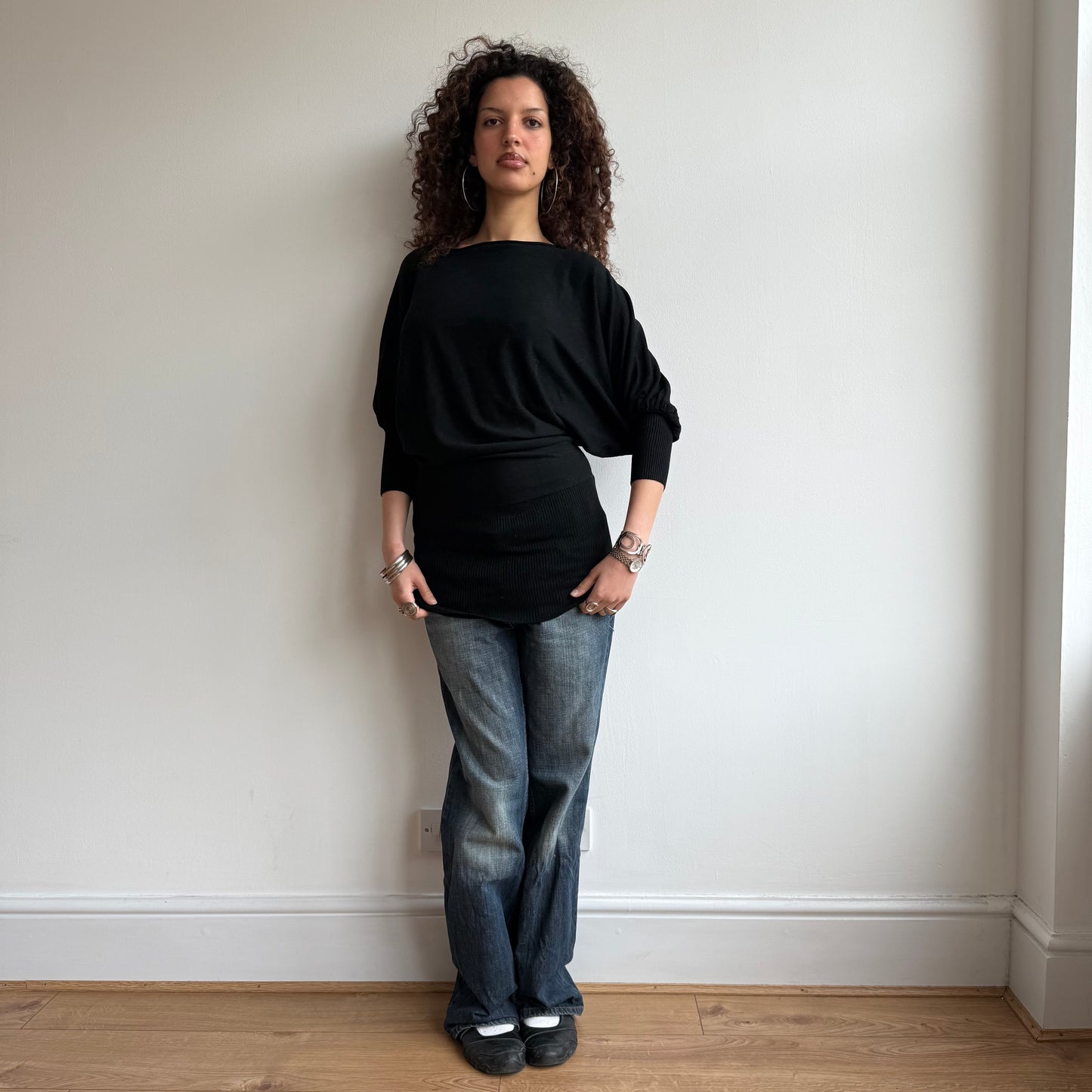 Black slouchy long knit - Size M