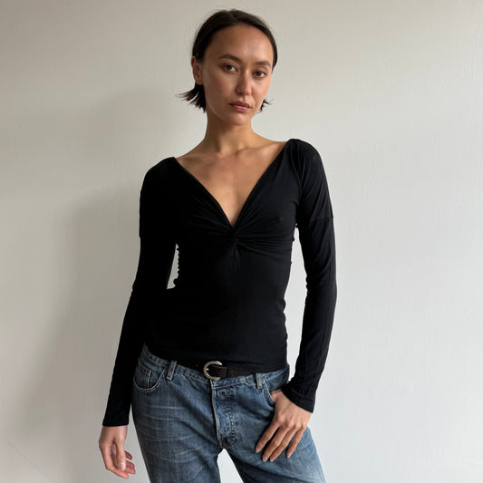 Black twist keyhole top - Size S