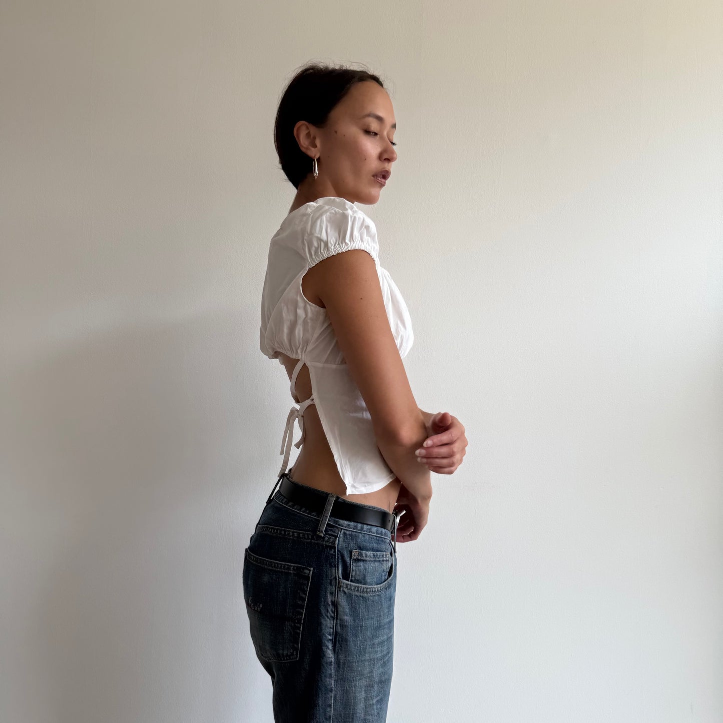 White backless milkmaid top - Size S/M