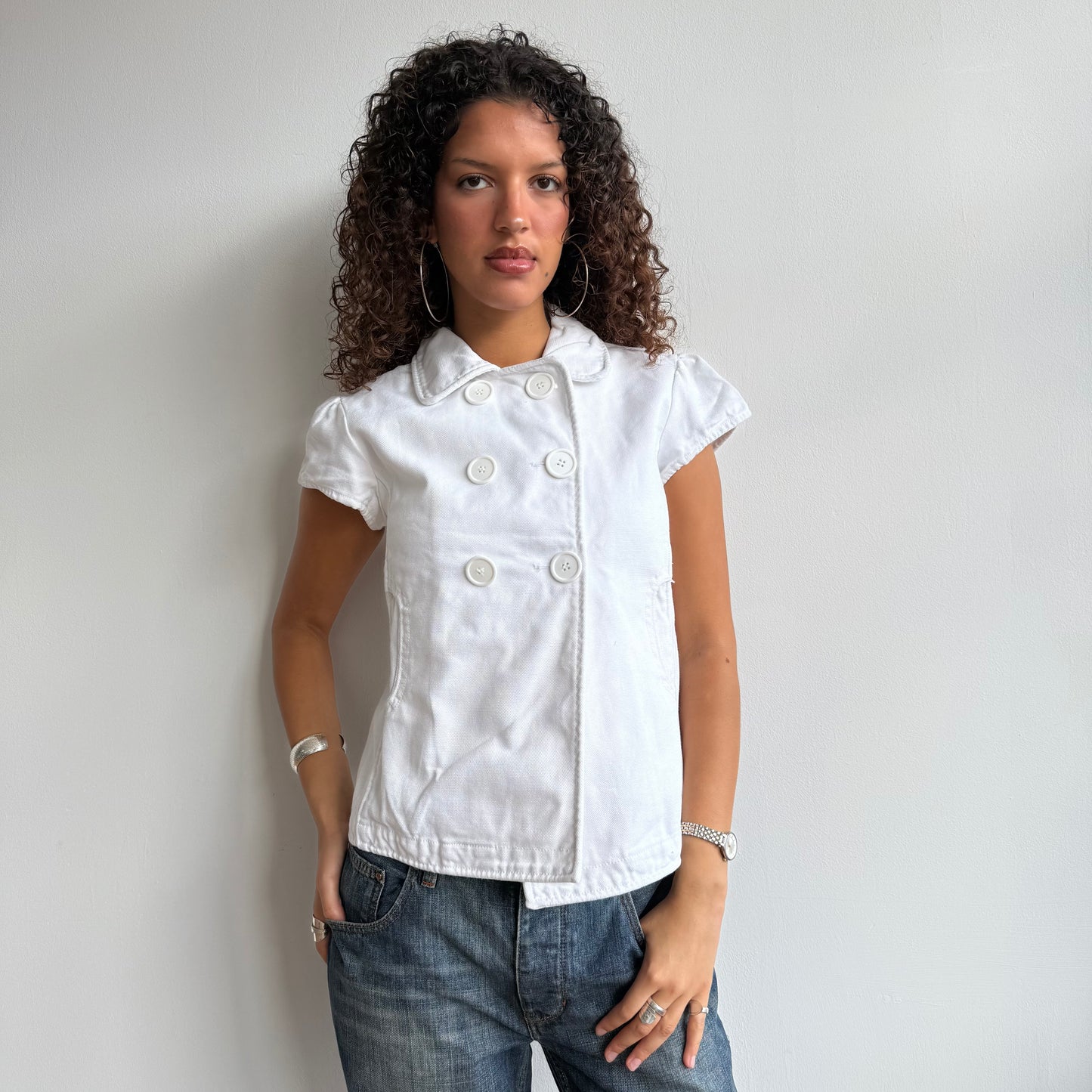 White short sleeve peacoat - Size S