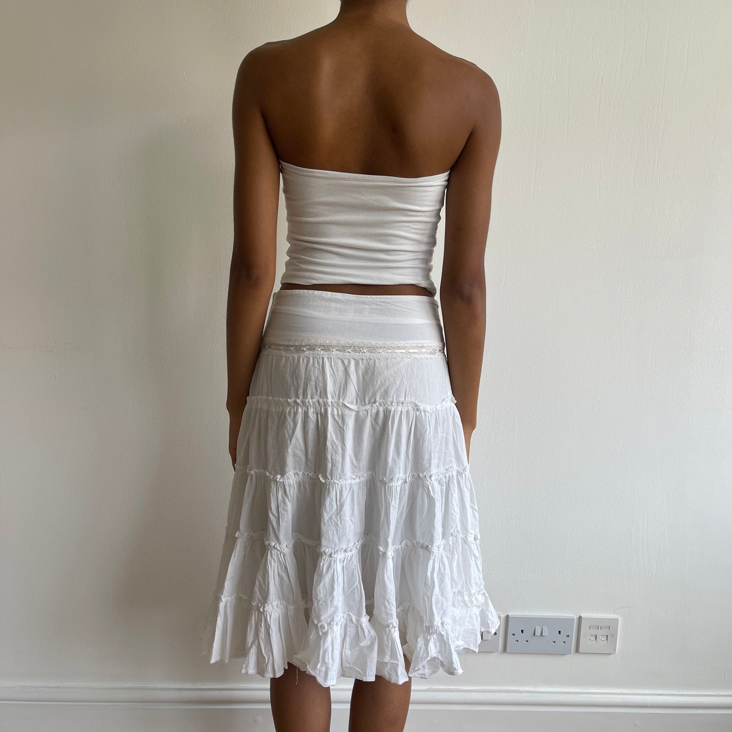 White boho midi skirt - Size S