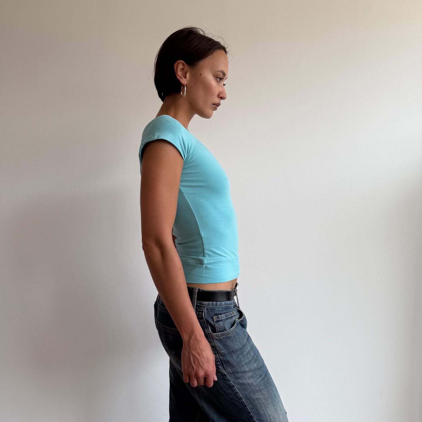 Blue Bardot top - Size S