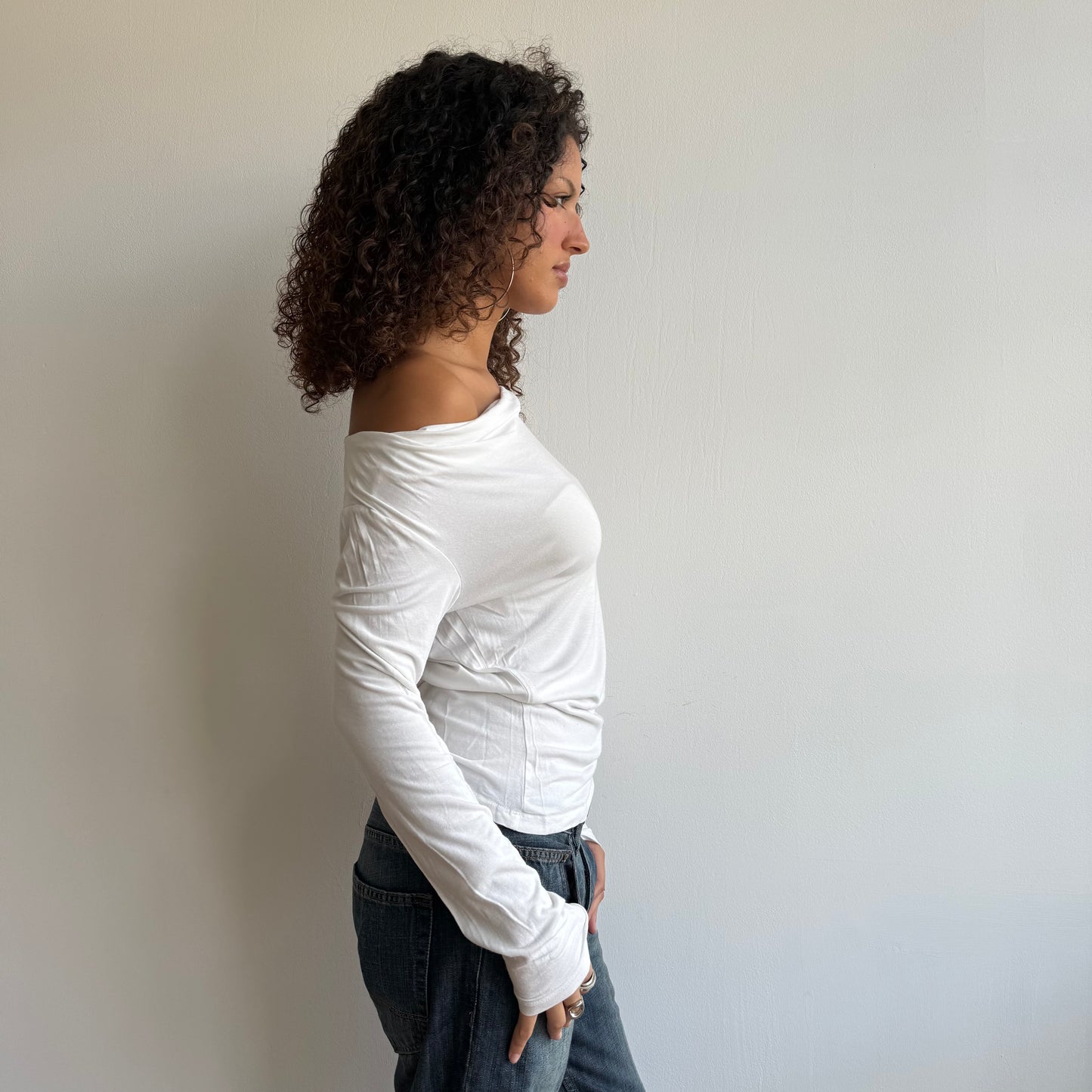 White slouchy cowl top - Size M