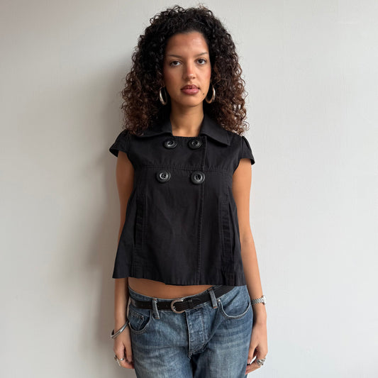 Black short sleeve peacoat - Size M