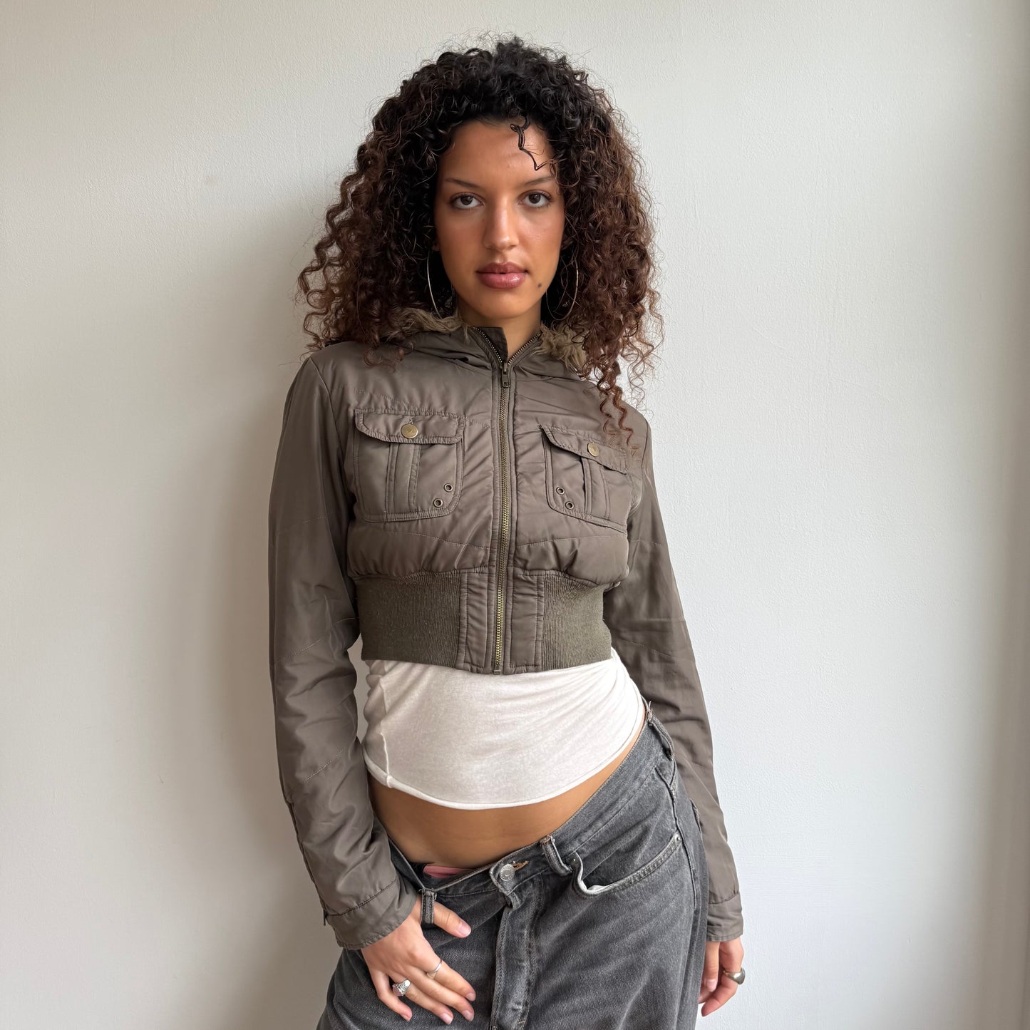 Cropped khaki puffer - Size S