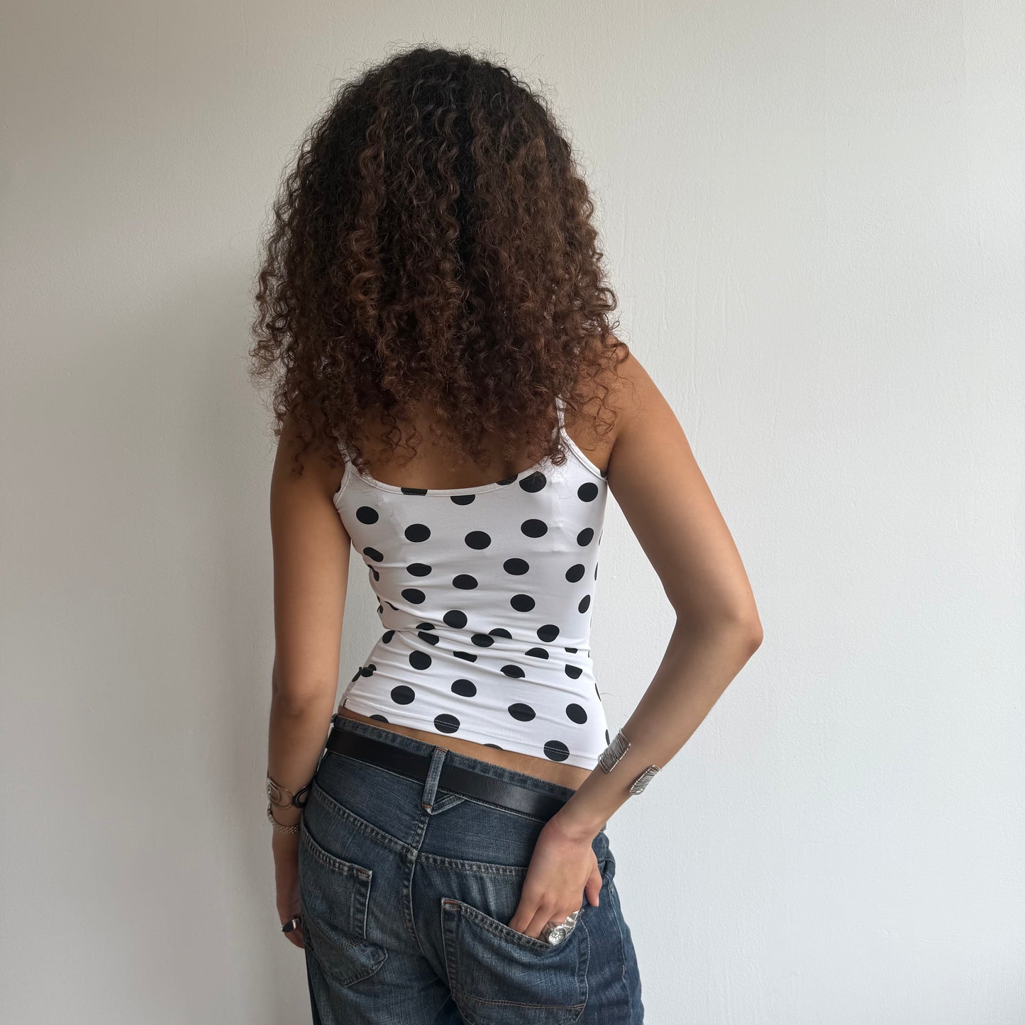 White large polka dot cami - Size S
