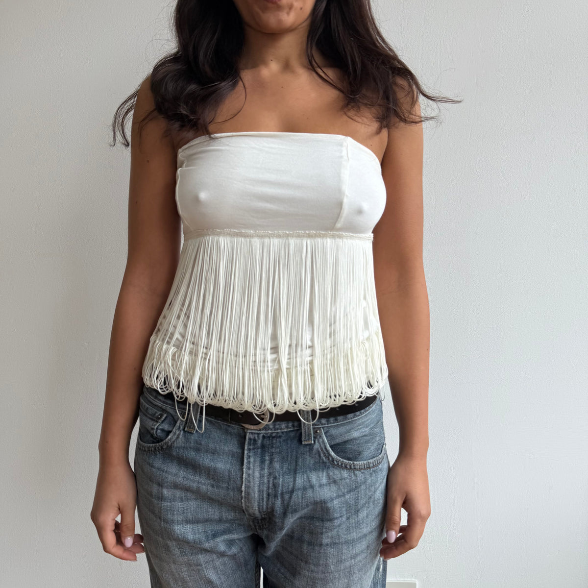 Cream tassel tube top - Size S