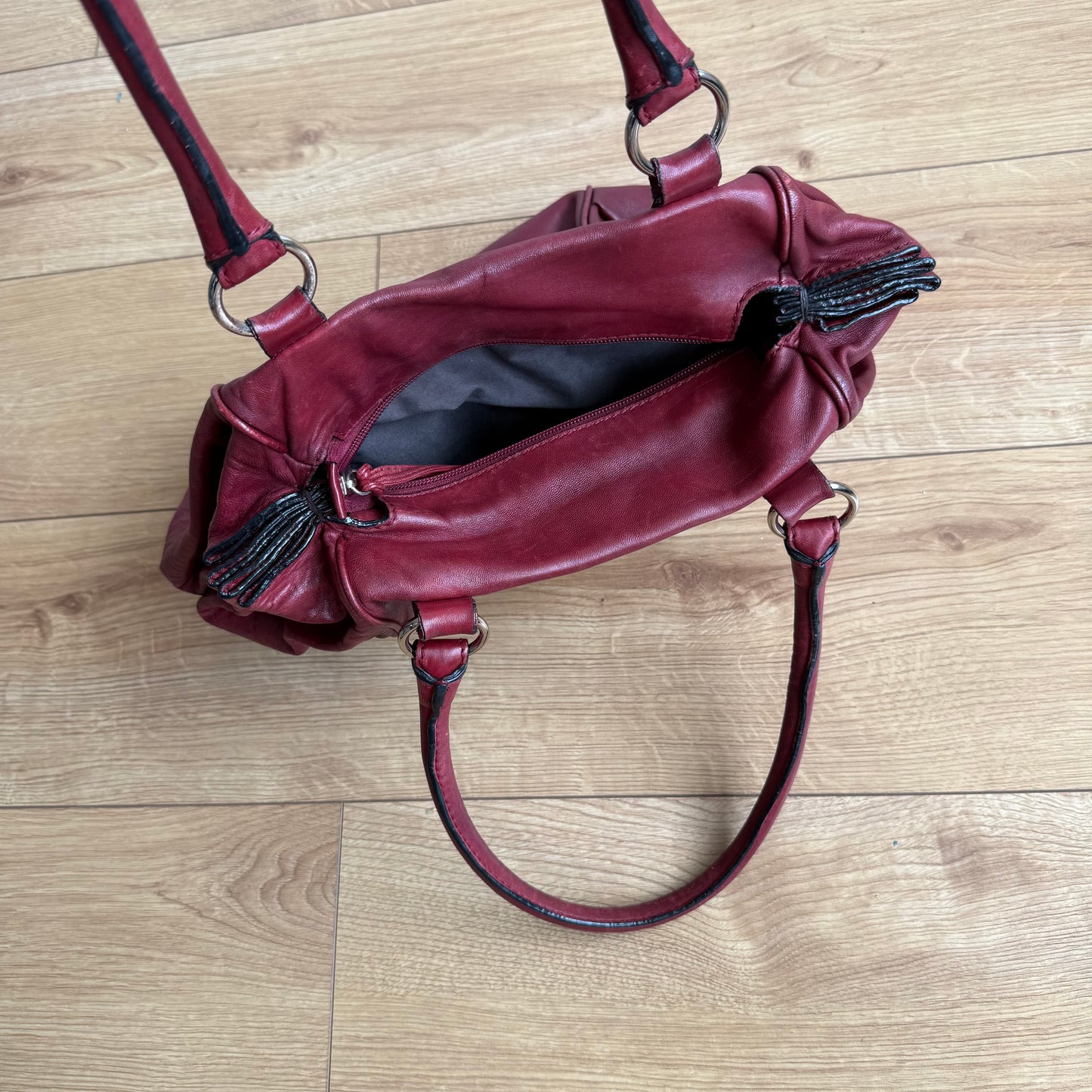 Burgundy leather handbag - One Size