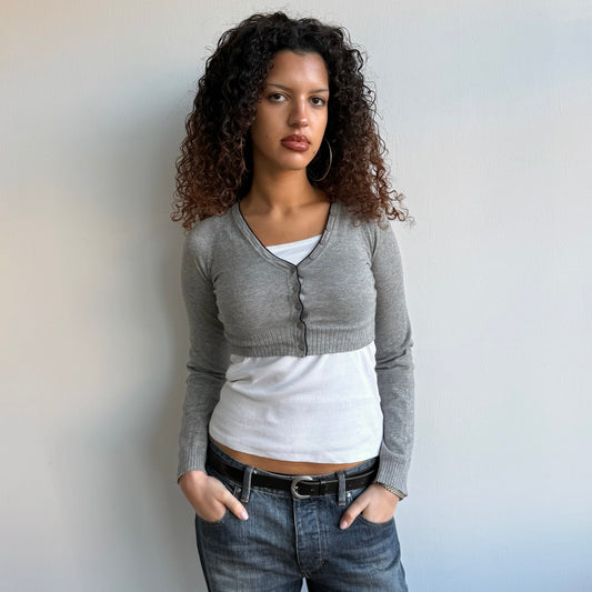 Cop Copine grey cropped cardi - Size S