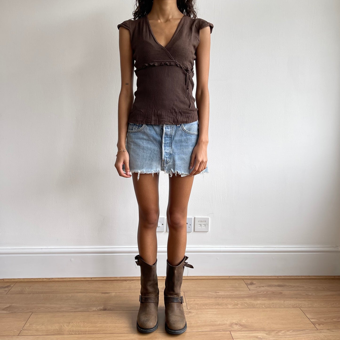 Brown knit t-shirt - Size S