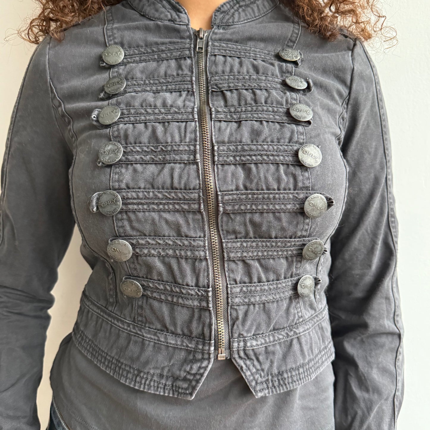Grey cropped military jacket - Size S