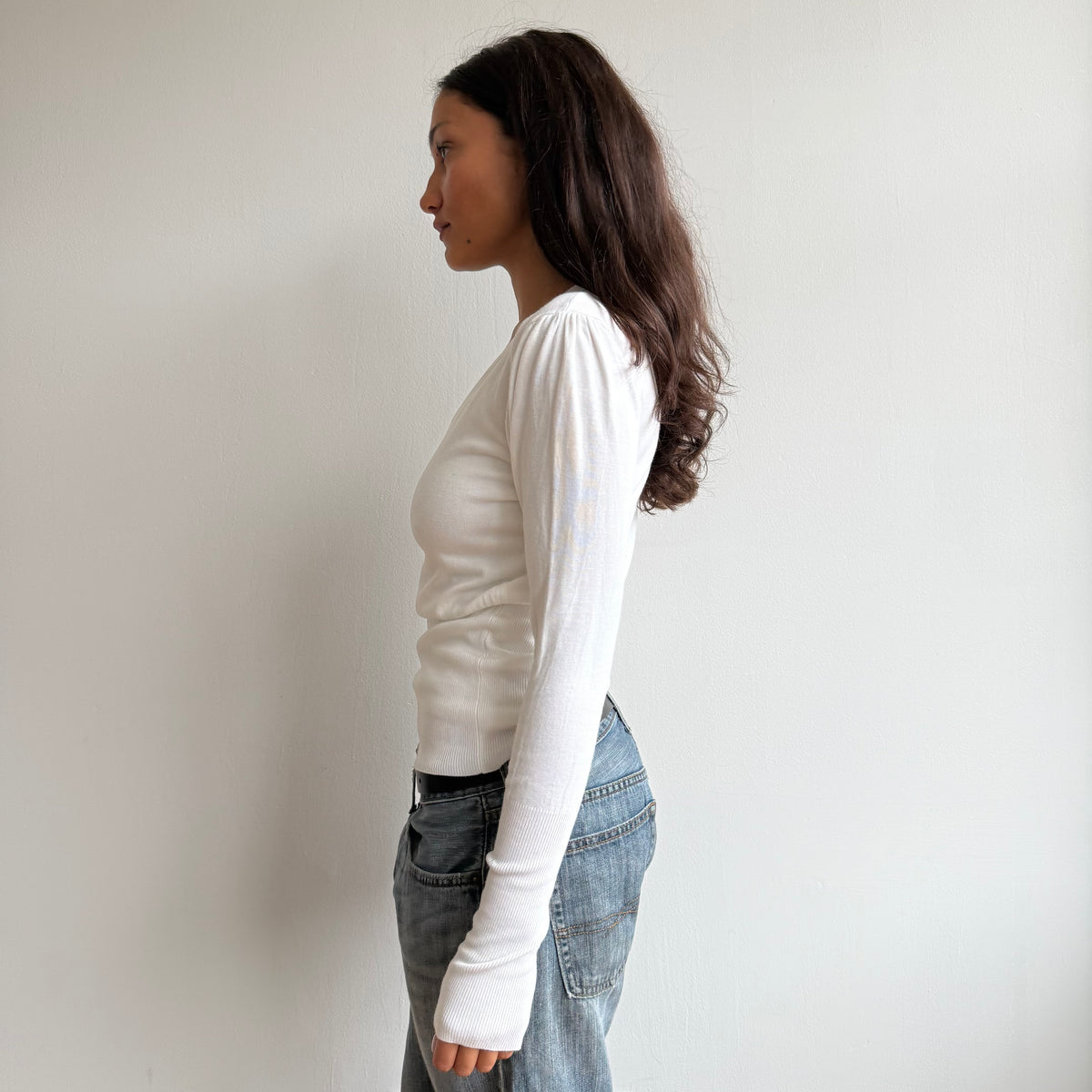White v neck knit jumper - Size S