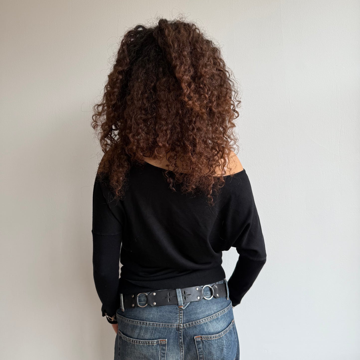 Black slouchy Bardot knit (1) - Size S/M