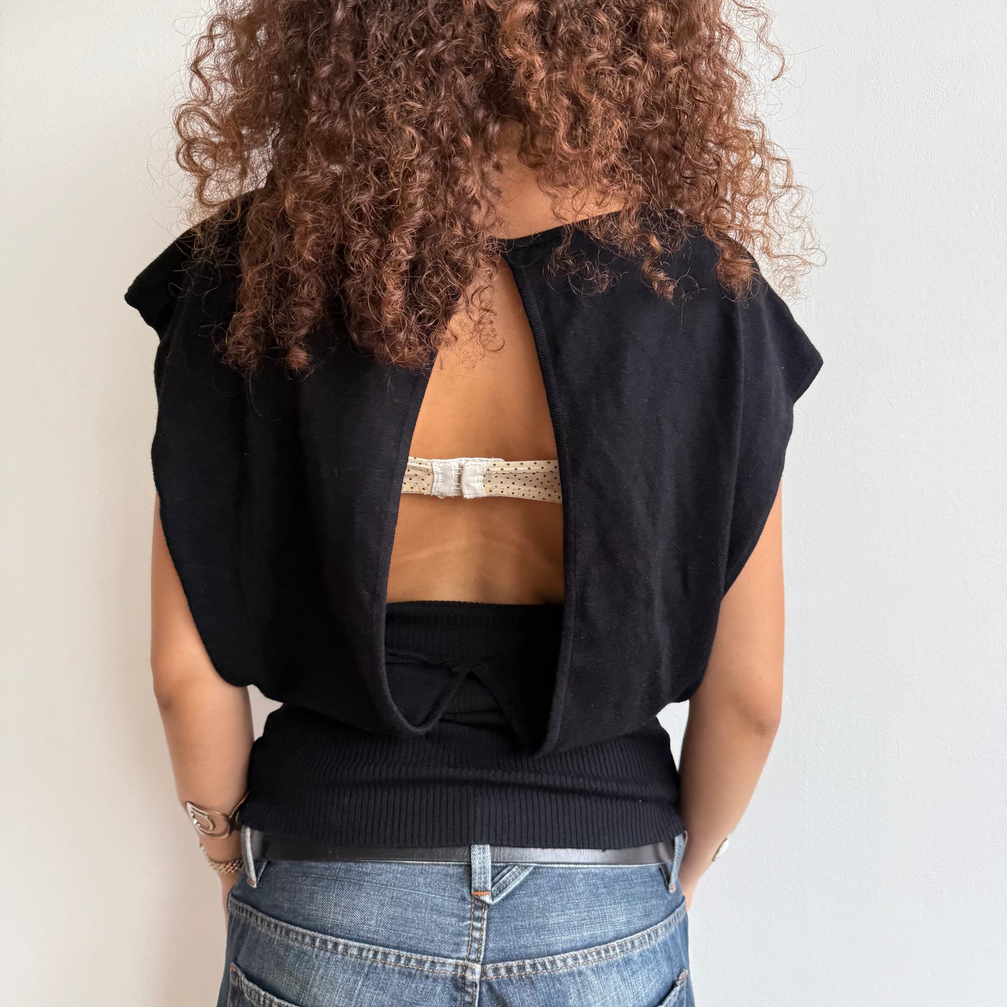 Black open back knit - Size S