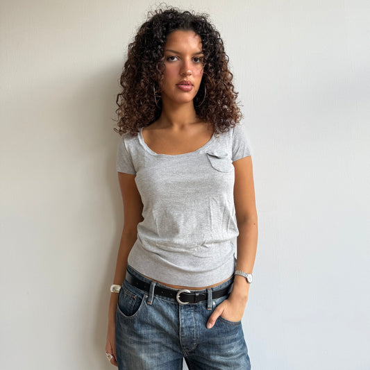 Short sleeve grey button knit - Size S