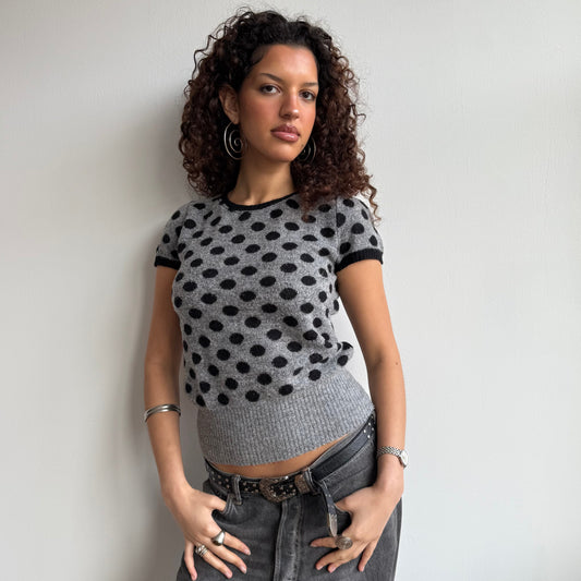 Grey polka dot knit - Size S + S/M