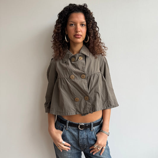 Khaki 3/4 sleeve peacoat - Size S