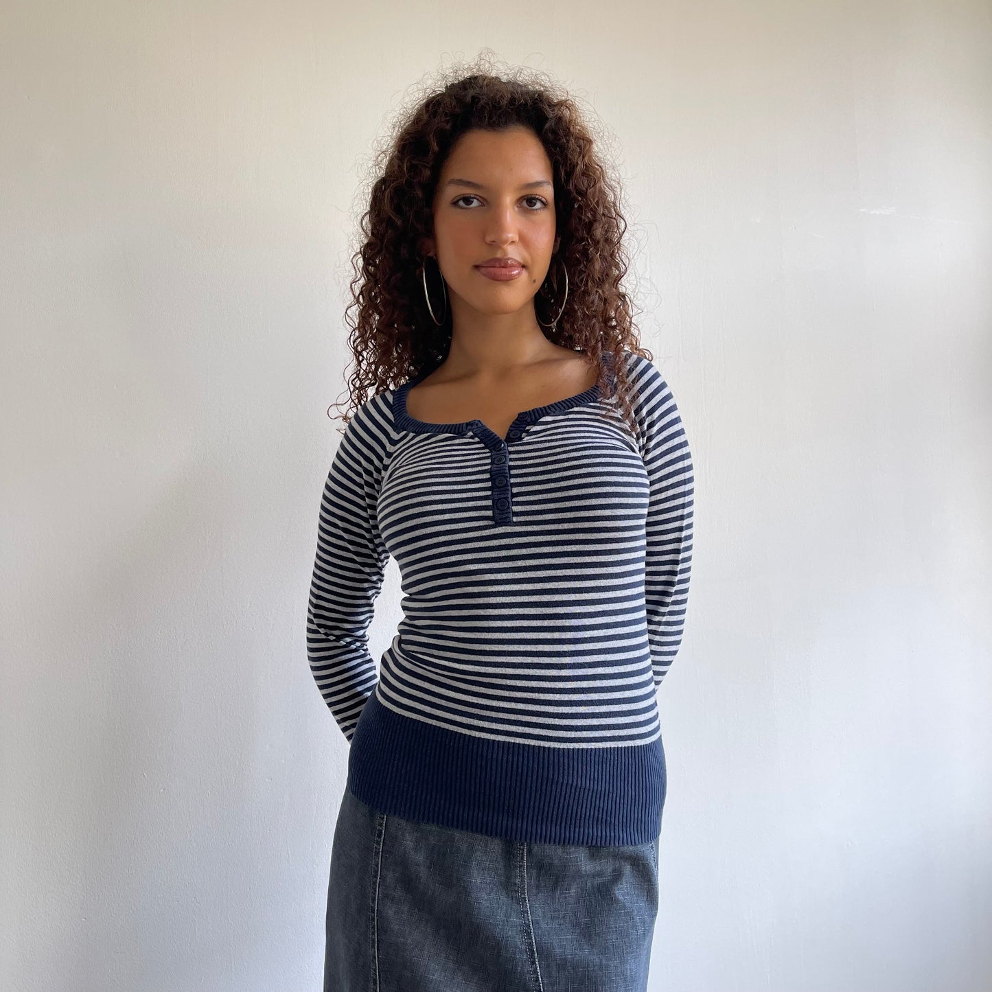 Blue stripe knit top - Size S
