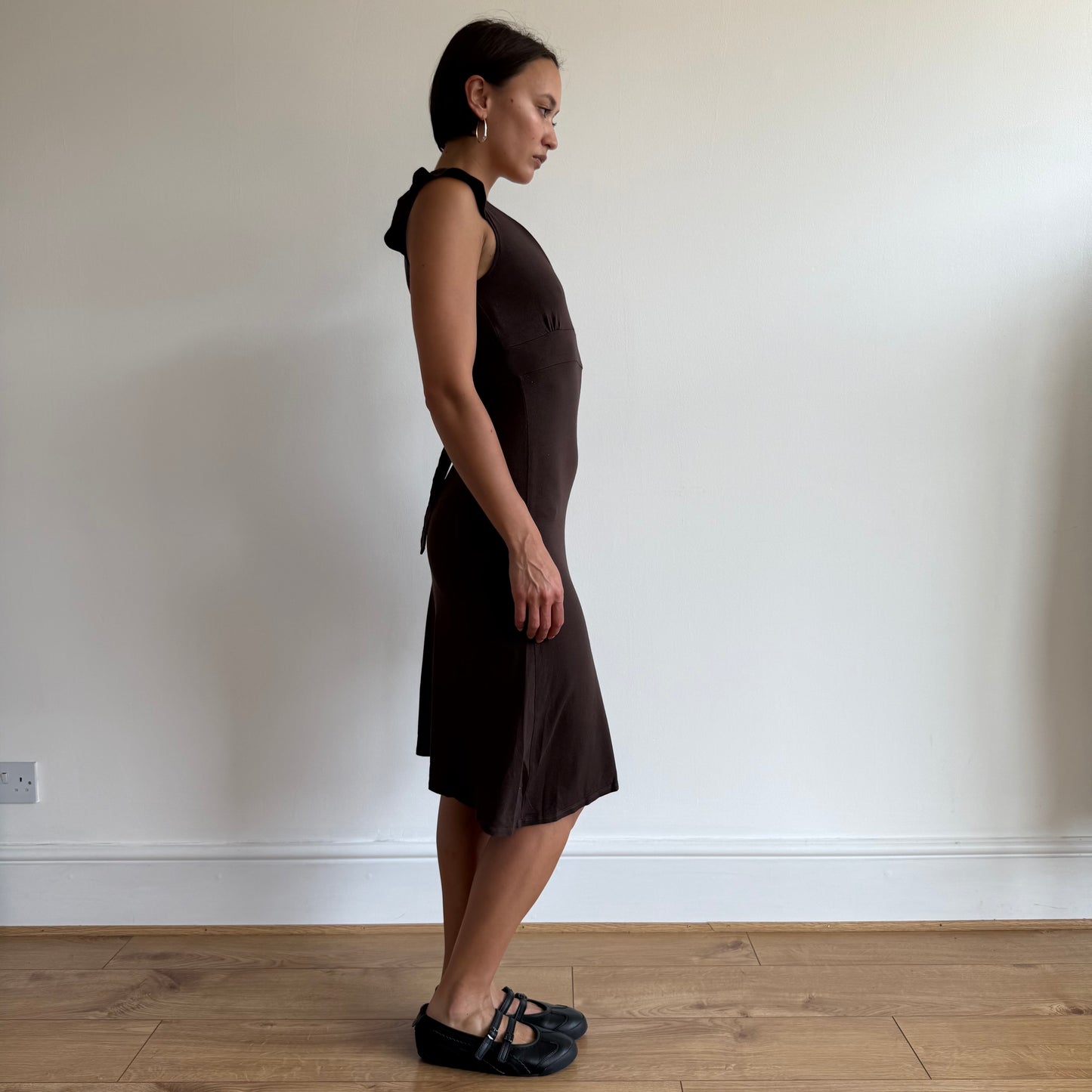 Brown keyhole midi dress - Size S