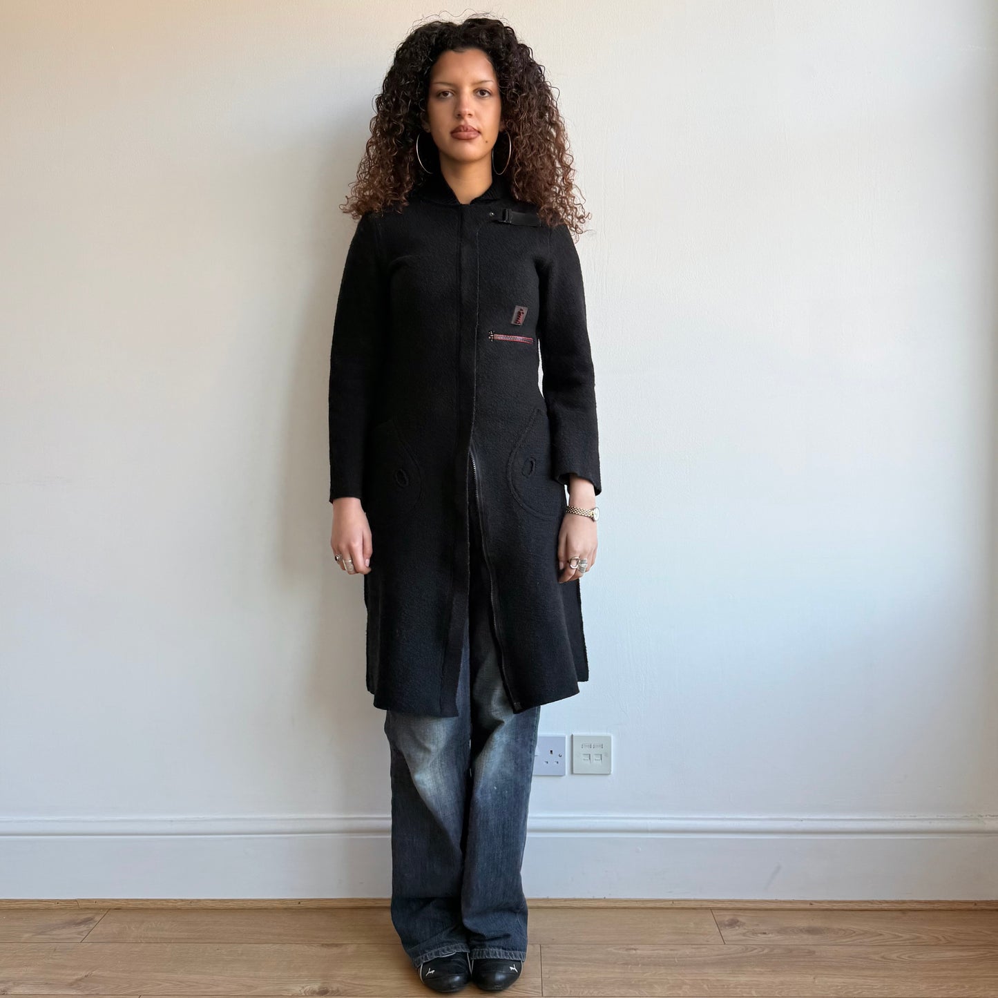 Cop Copine long black wool coat - Size M