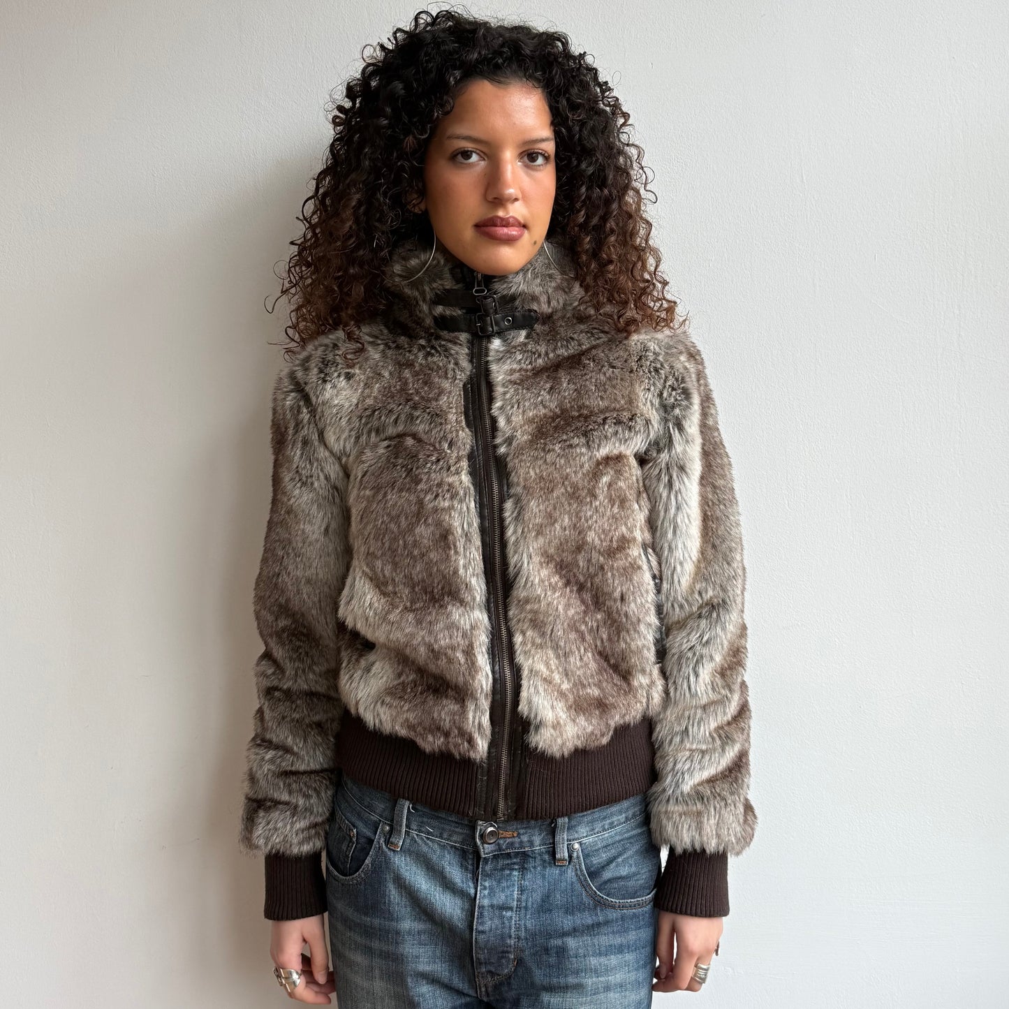 Fur buckle neck bomber - Size M