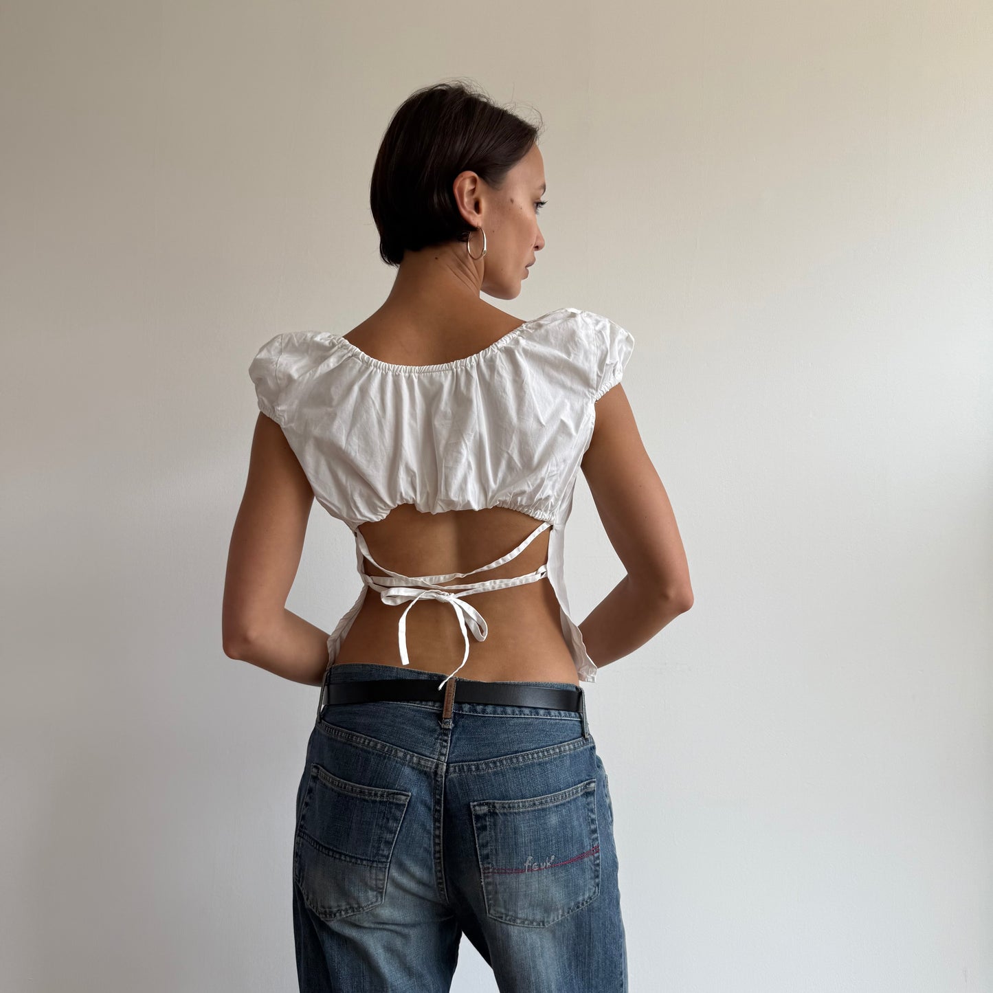 White backless milkmaid top - Size S/M