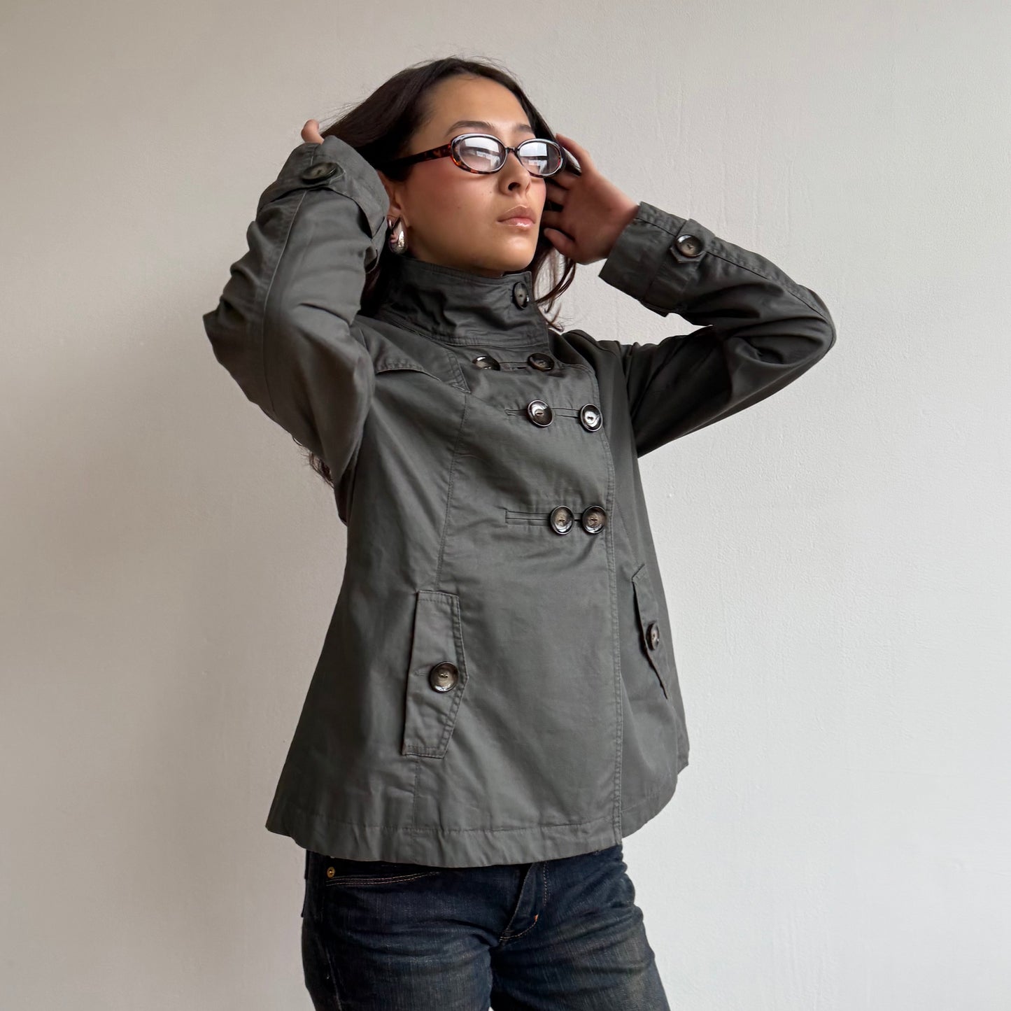 Khaki peacoat - Size S