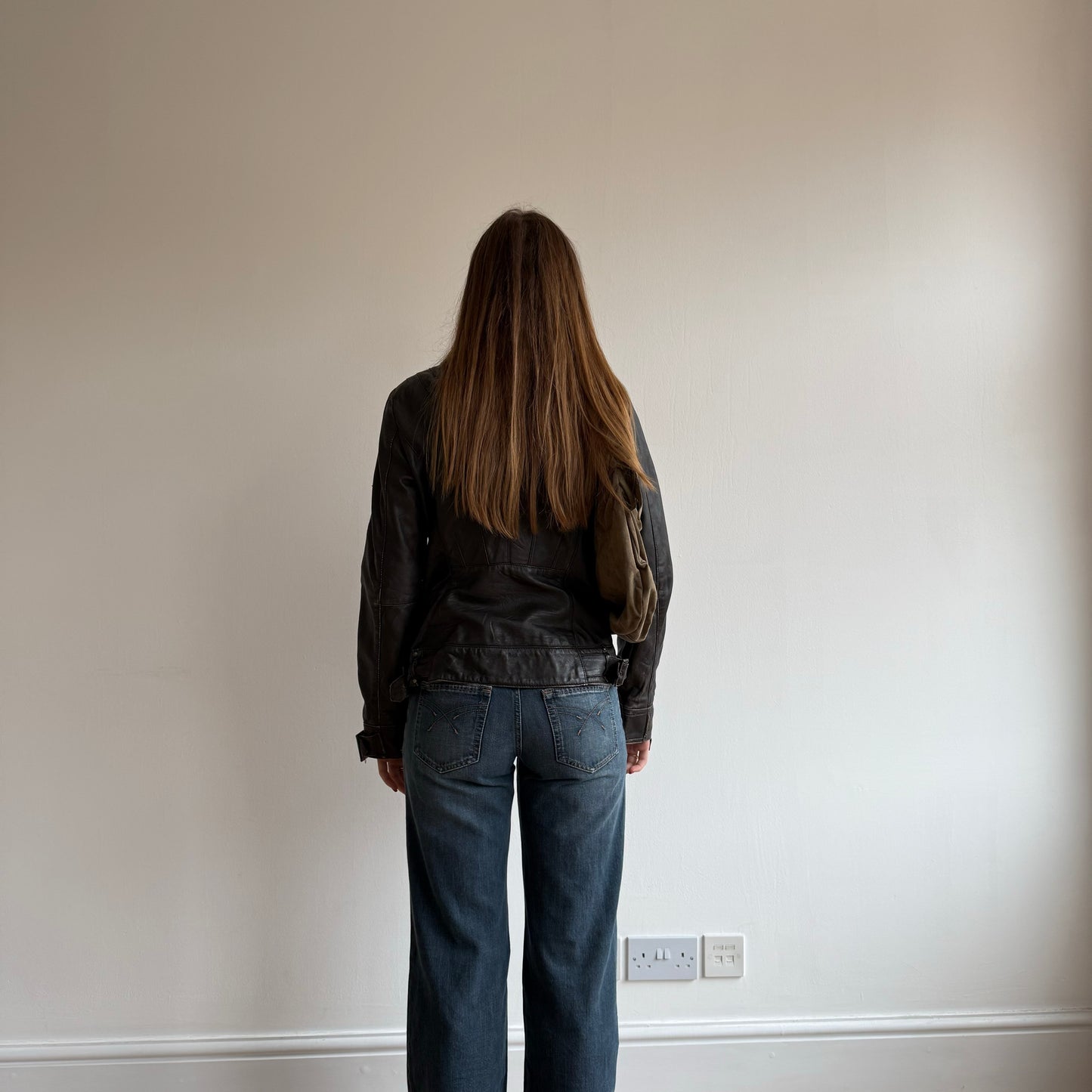 Brown leather jacket - Size M