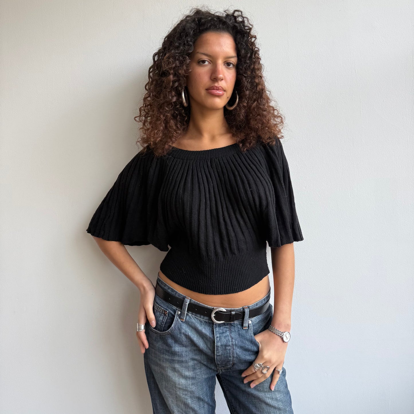 Black batwing knit - Size S