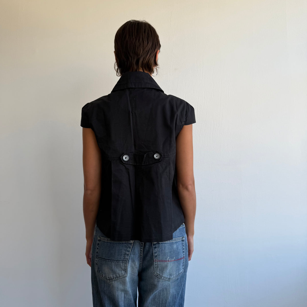 Black short sleeve peacoat - Size M