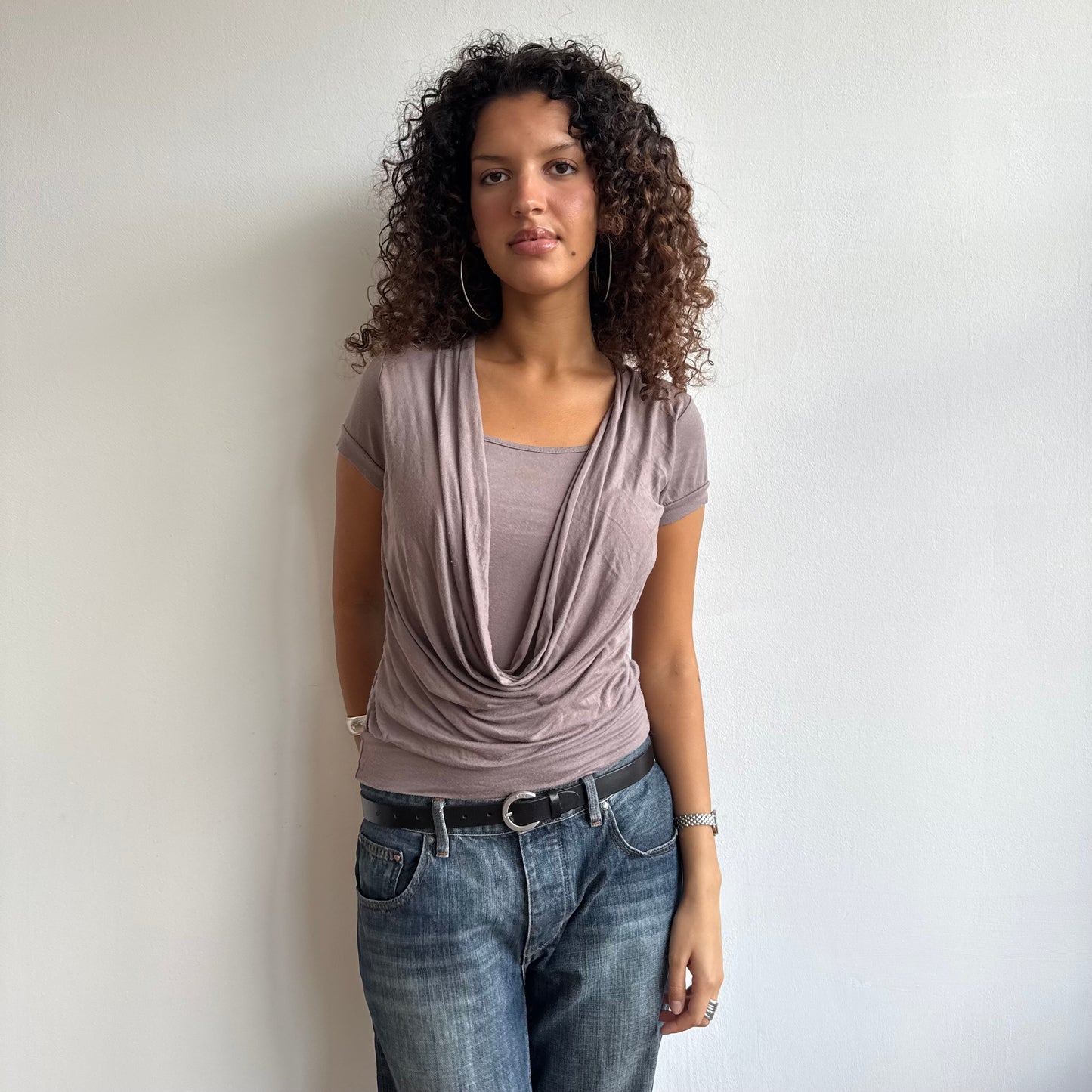 Taupe cowl neck top - Size M