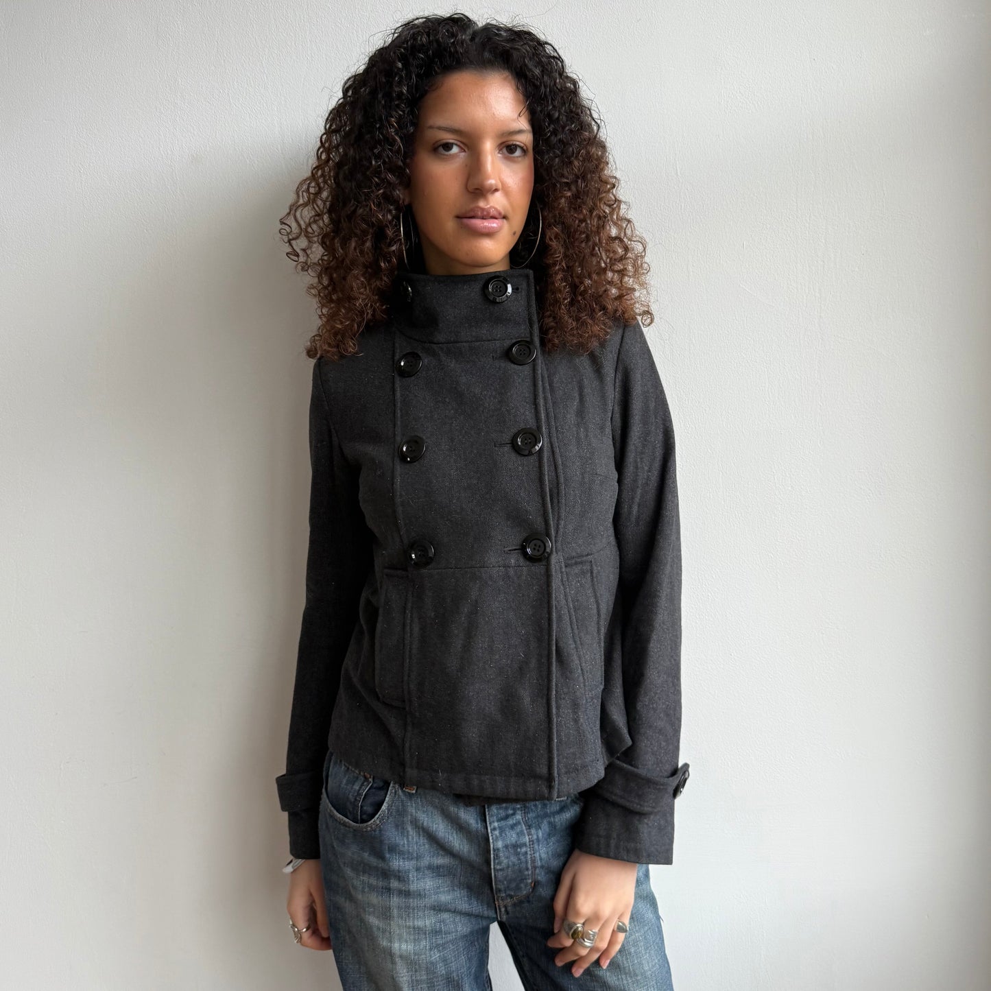 Charcoal grey peacoat - Size M