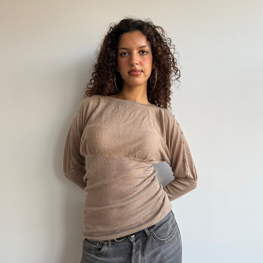 Beige wide sleeve knit - Size S