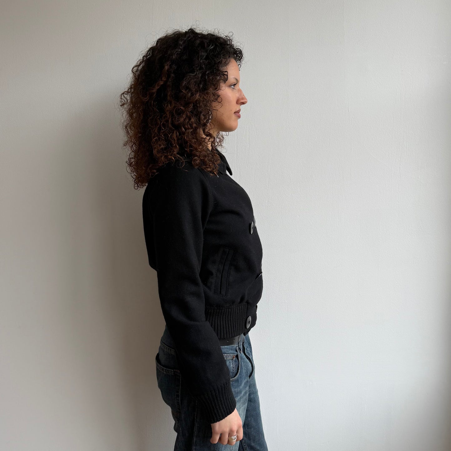 Black wool bomber jacket - Size S + M
