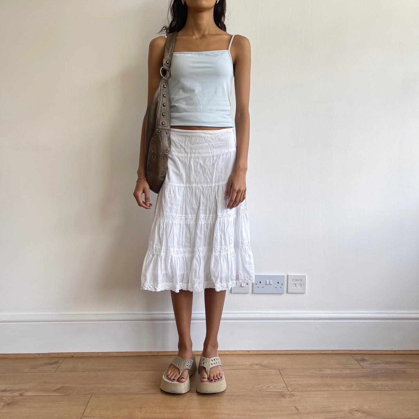 White broderie anglaise midi skirt - Size S/M