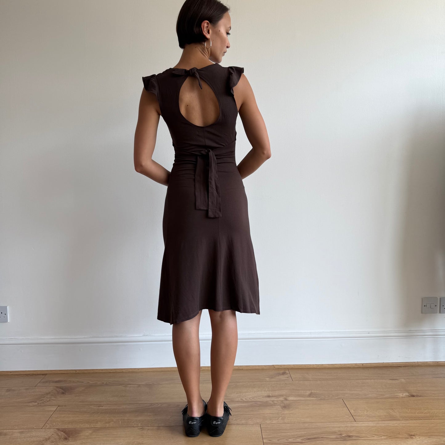 Brown keyhole midi dress - Size S